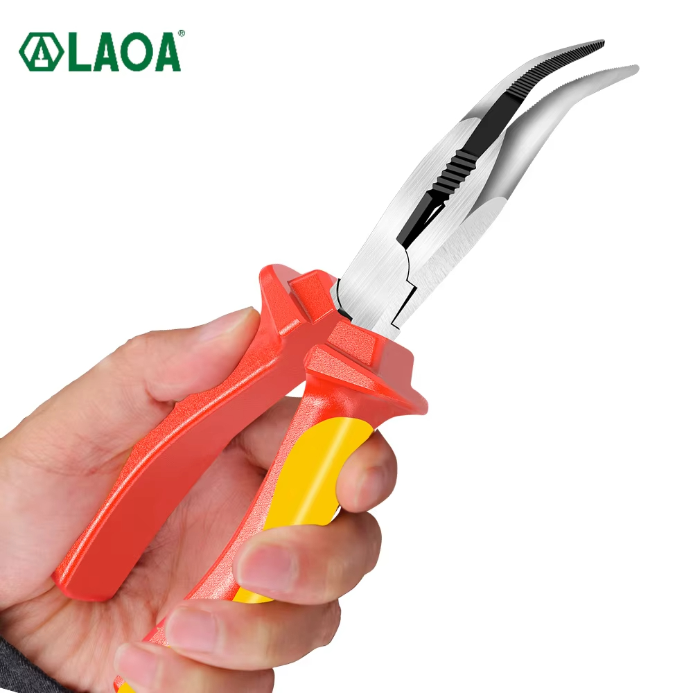 Power Tools Germany - VDE Curved Needle Nose Pliers Isolated