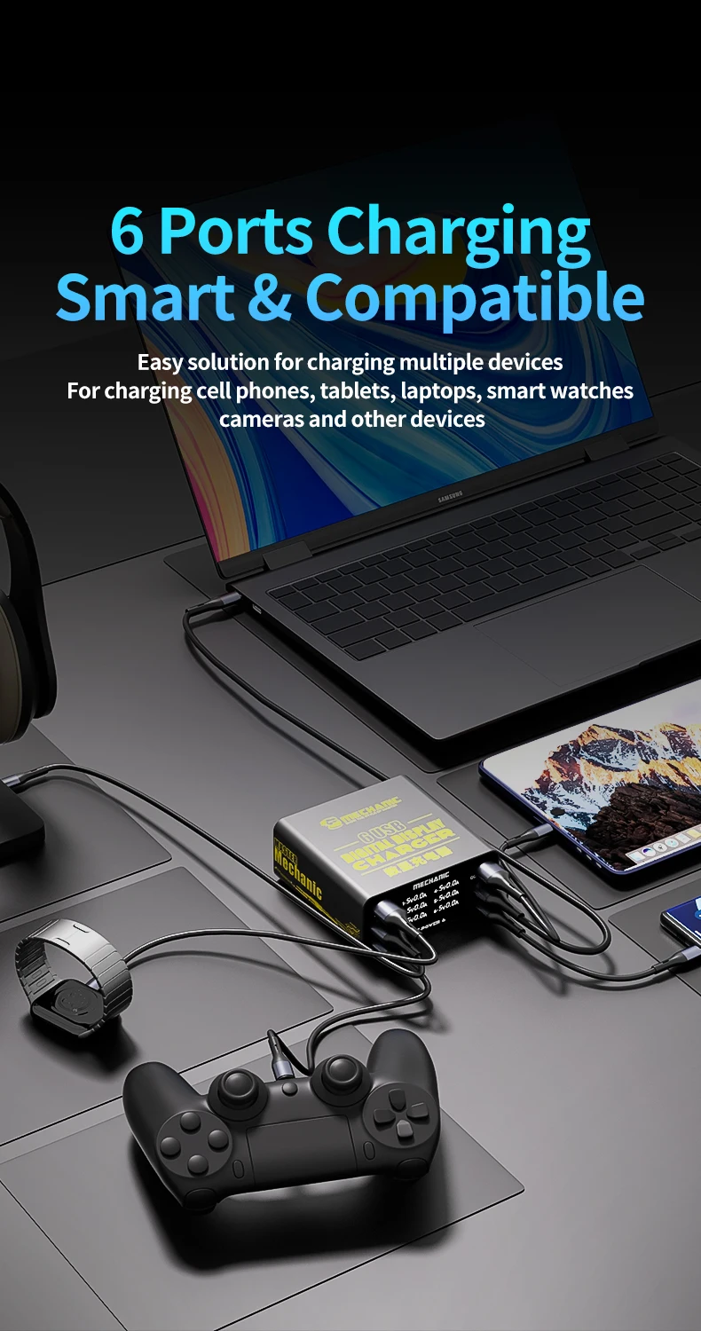 MECHANIC 6-Port USB fast charg - Power Tools Station ulasan dan harga