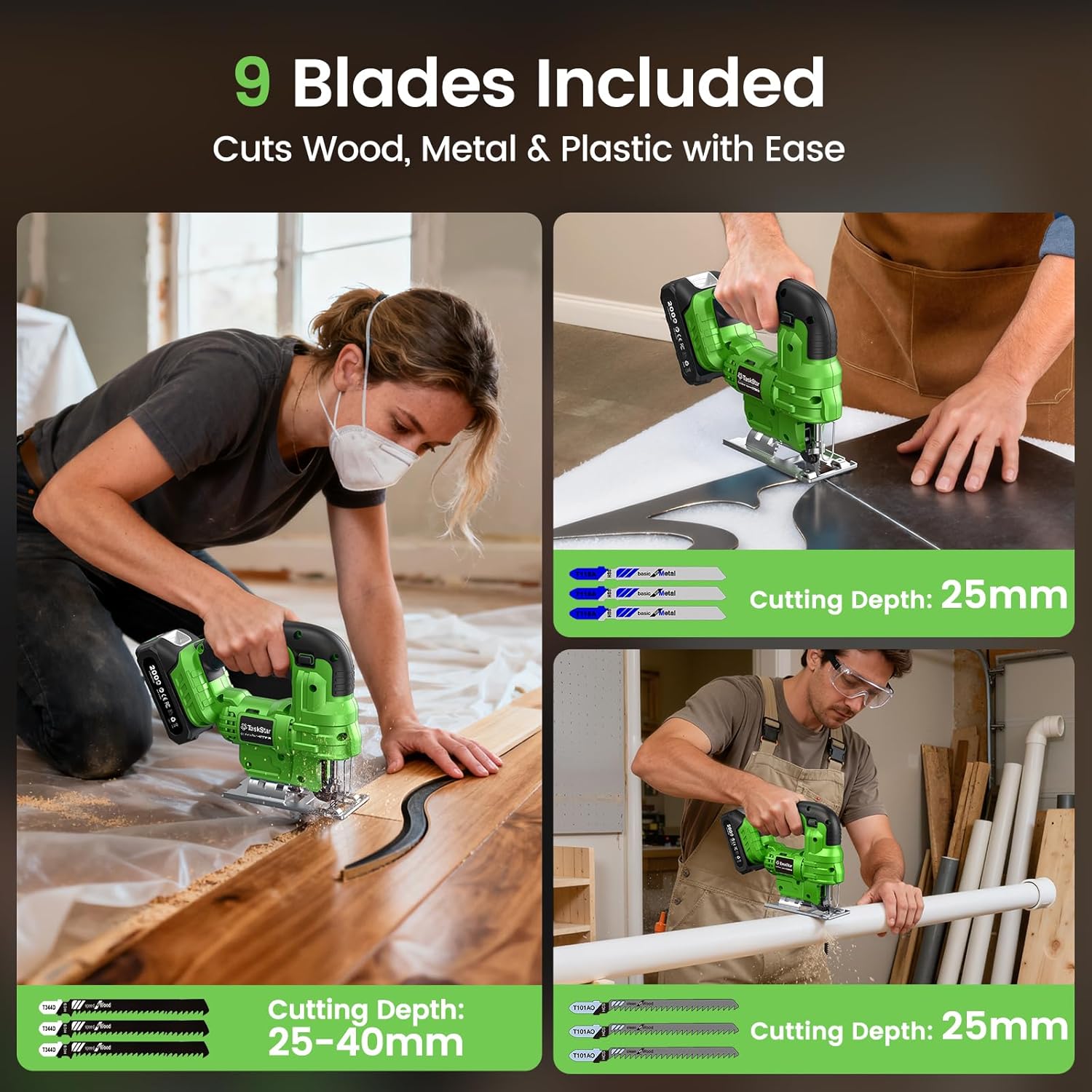 Taskstar Cordless Jig Saw Tool - Jigsaw Orbital Blade ulasan dan harga